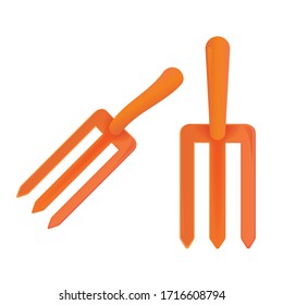 Garden fork isolated on white background. Vector illustration of garden tools.