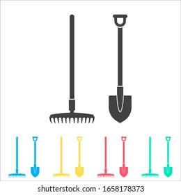 Garden fork multi color icon set. Simple glyph, flat vector of spring icons for ui and ux, website or mobile application