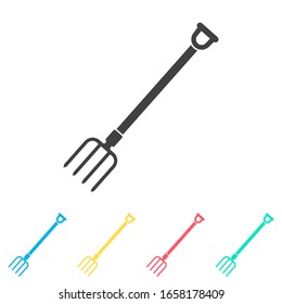 Garden fork multi color icon set. Simple glyph, flat vector of spring icons for ui and ux, website or mobile application