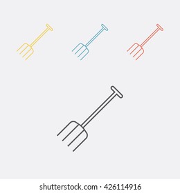 Garden fork, pitchfork thin line icon. Vector illustration.