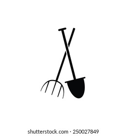 Garden fork, garden shovel icon