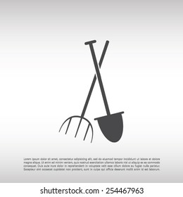 Garden fork, garden shovel icon
