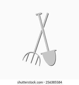 Garden fork, garden shovel icon