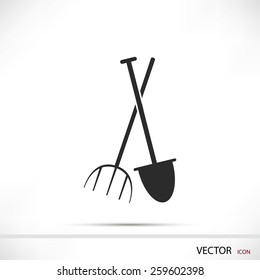 Garden fork, garden shovel icon
