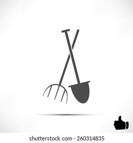 Garden fork, garden shovel icon