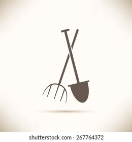 Garden fork, garden shovel icon