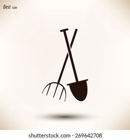 Garden fork, garden shovel icon