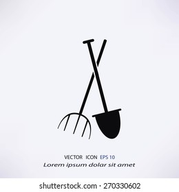 Garden fork, garden shovel icon