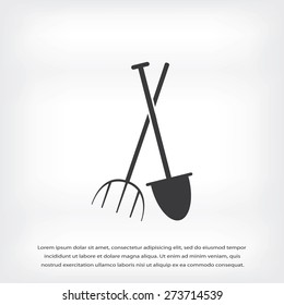 Garden fork, garden shovel icon
