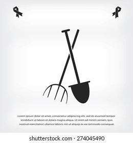 Garden fork, garden shovel icon