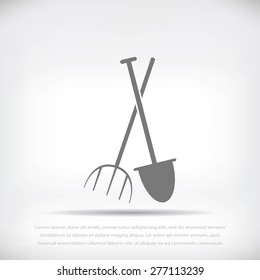 Garden fork, garden shovel icon