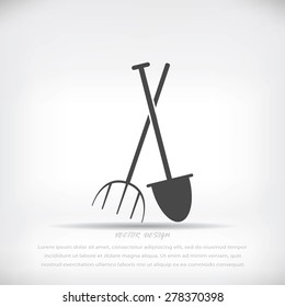 Garden fork, garden shovel icon