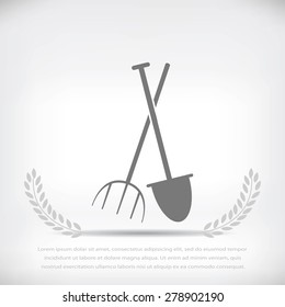 Garden fork, garden shovel icon