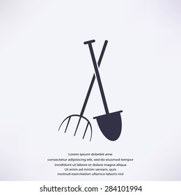 Garden fork, garden shovel icon