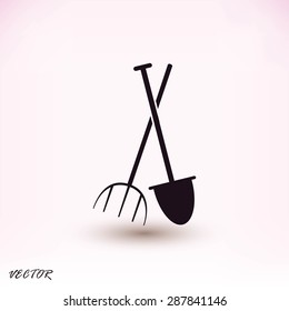 Garden fork, garden shovel icon