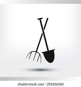 Garden fork, garden shovel icon
