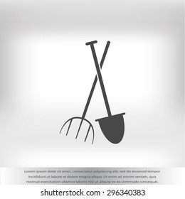 Garden fork, garden shovel icon