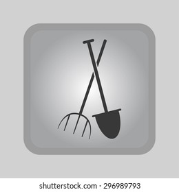 Garden fork, garden shovel icon