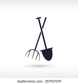 Garden fork, garden shovel icon