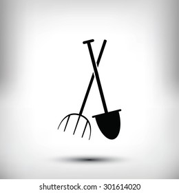 Garden fork, garden shovel icon