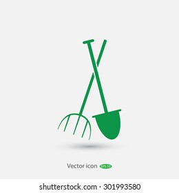 Garden fork, garden shovel icon