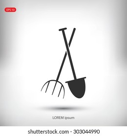 Garden fork, garden shovel icon
