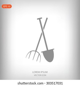 Garden fork, garden shovel icon