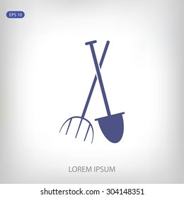 Garden fork, garden shovel icon