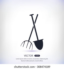 Garden fork, garden shovel icon