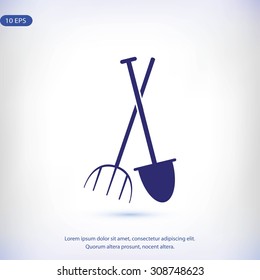 Garden fork, garden shovel icon