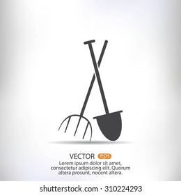 Garden fork, garden shovel icon