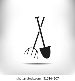 Garden fork, garden shovel icon