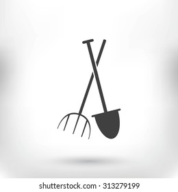 Garden fork, garden shovel icon