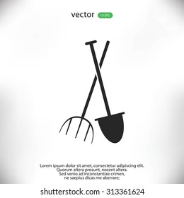 Garden fork, garden shovel icon