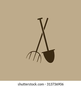 Garden fork, garden shovel icon