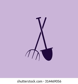 Garden fork, garden shovel icon