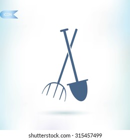 Garden fork, garden shovel icon