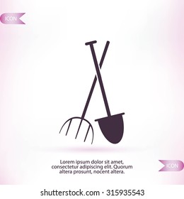Garden fork, garden shovel icon