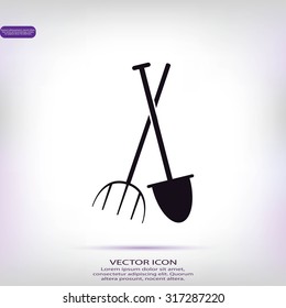 Garden fork, garden shovel icon
