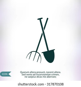 Garden fork, garden shovel icon
