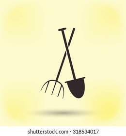 Garden fork, garden shovel icon