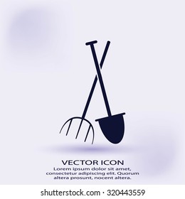Garden fork, garden shovel icon