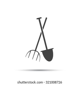 Garden fork, garden shovel icon