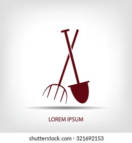 Garden fork, garden shovel icon