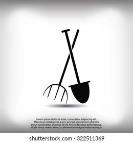 Garden fork, garden shovel icon