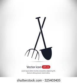 Garden fork, garden shovel icon