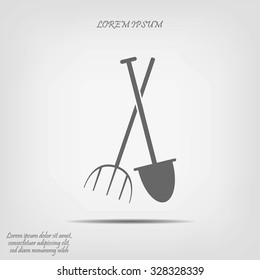 Garden fork, garden shovel icon