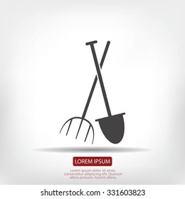 Garden fork, garden shovel icon