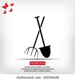 Garden fork, garden shovel icon