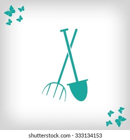 Garden fork, garden shovel icon